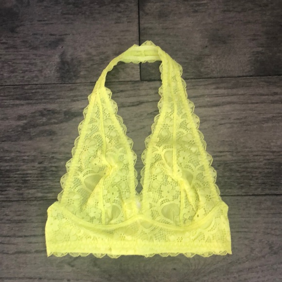 Free People lace halter lemon woman’s bralette. - Picture 2 of 10